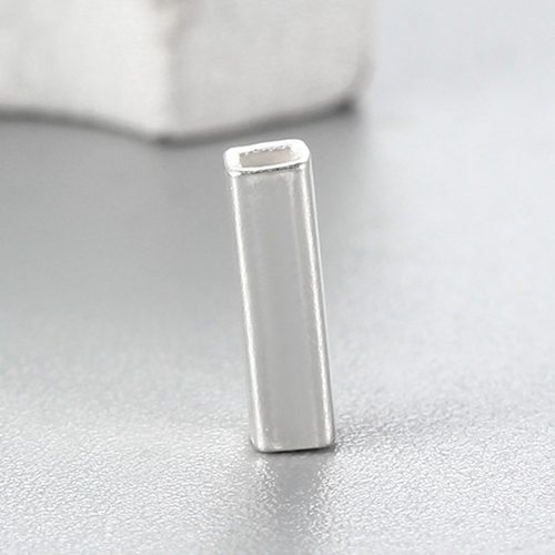 925 Sterling Silver 7mm Polish Square Tube Beads