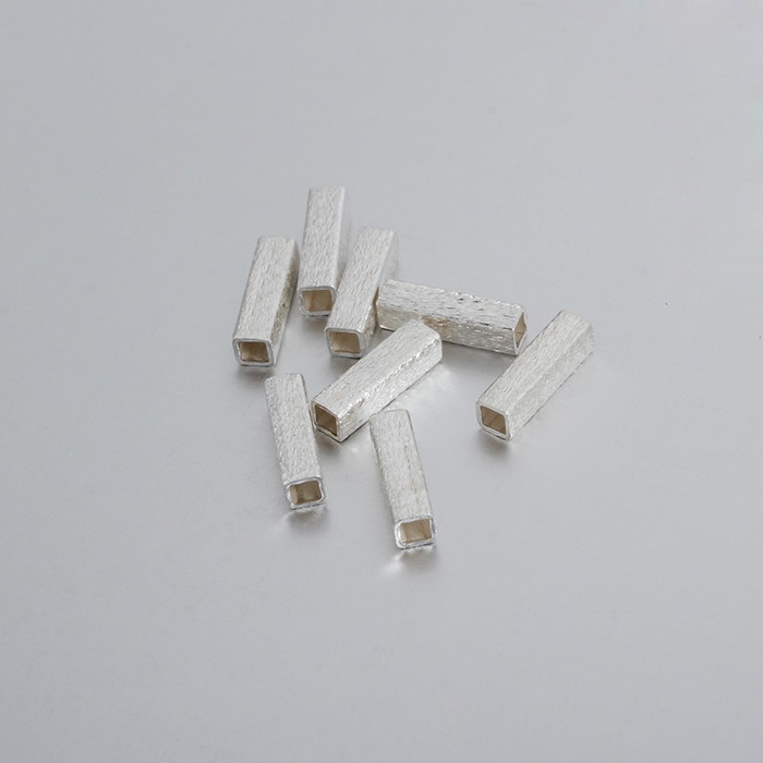 925 Sterling Silver 7mm Polish Square Tube Beads