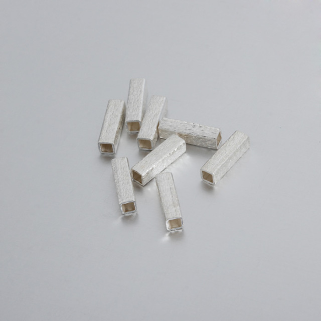 925 Sterling Silver 7mm Polish Square Tube Beads