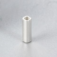 925 Sterling Silver 7mm Polish Square Tube Beads