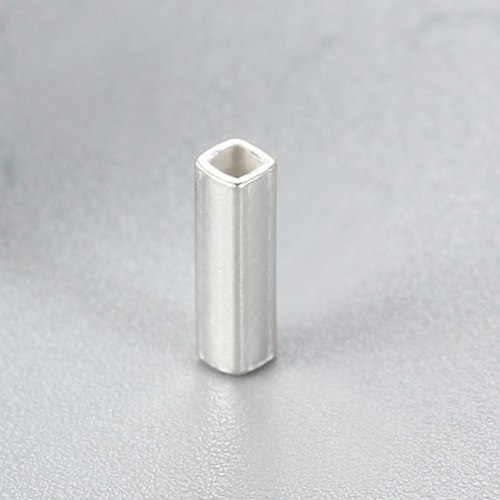 925 Sterling Silver 7mm Polish Square Tube Beads