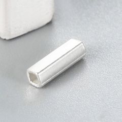 925 Sterling Silver 7mm Polish Square Tube Beads