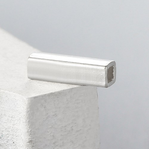 925 Sterling Silver 7mm Polish Square Tube Beads