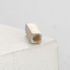 925 Sterling Silver 7.3*2mm Sand Blasting Square Tube Beads