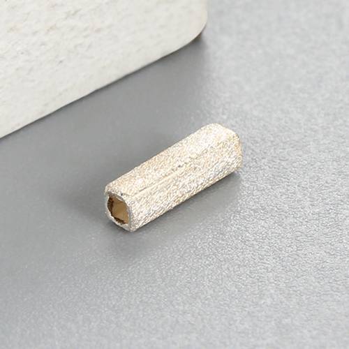 925 Sterling Silver 7.3*2mm Sand Blasting Square Tube Beads
