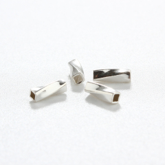 925 Sterling Silver 1.5*5mm Square Twisted Crimp Tube Beads