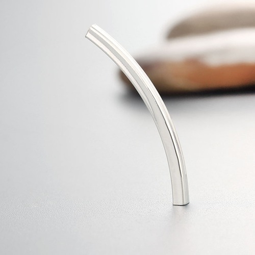 925 Sterling Silver Curved Squre Tube Beads