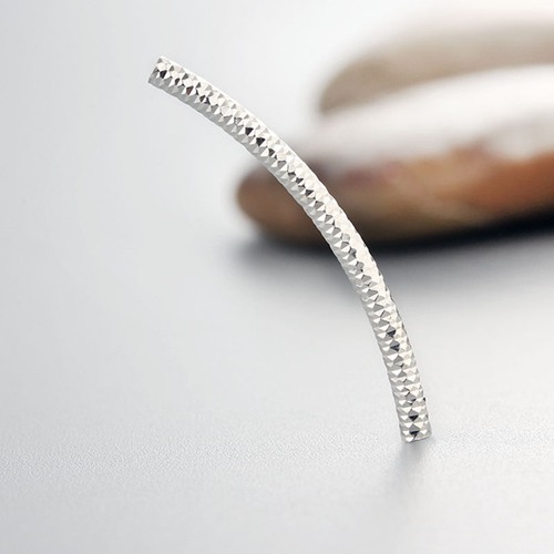 925 Sterling Silver Curved Bling Tube Beads