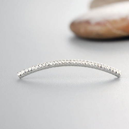925 Sterling Silver Curved Bling Tube Beads
