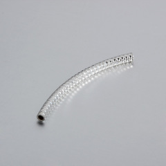 925 Sterling Silver Curved Bling Tube Beads