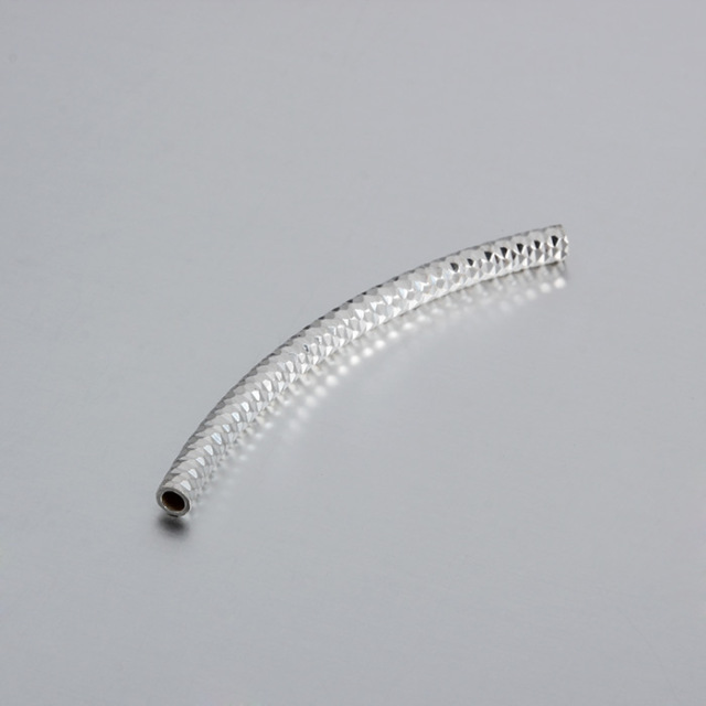 925 Sterling Silver Curved Bling Tube Beads