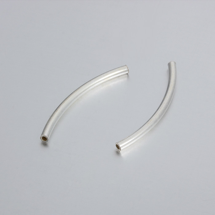 925 Sterling Silver 30mm Curved Tube Beads