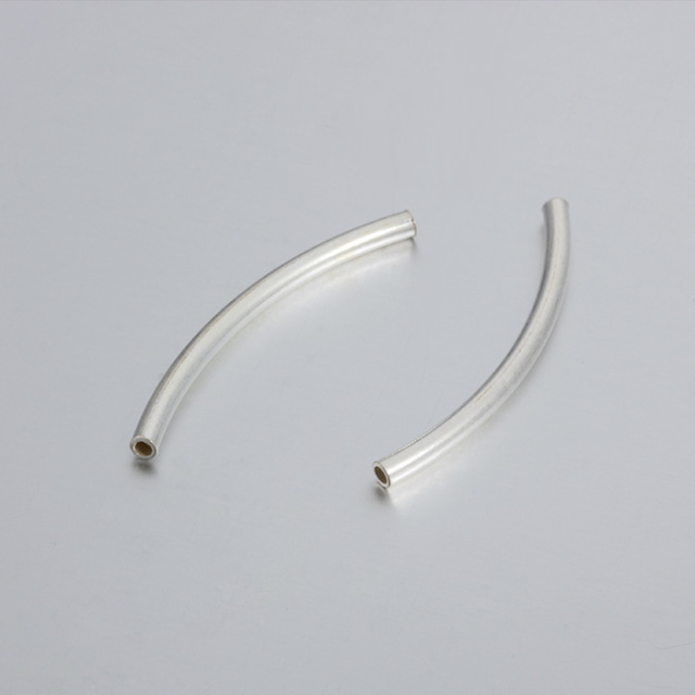 925 Sterling Silver 30mm Curved Tube Beads