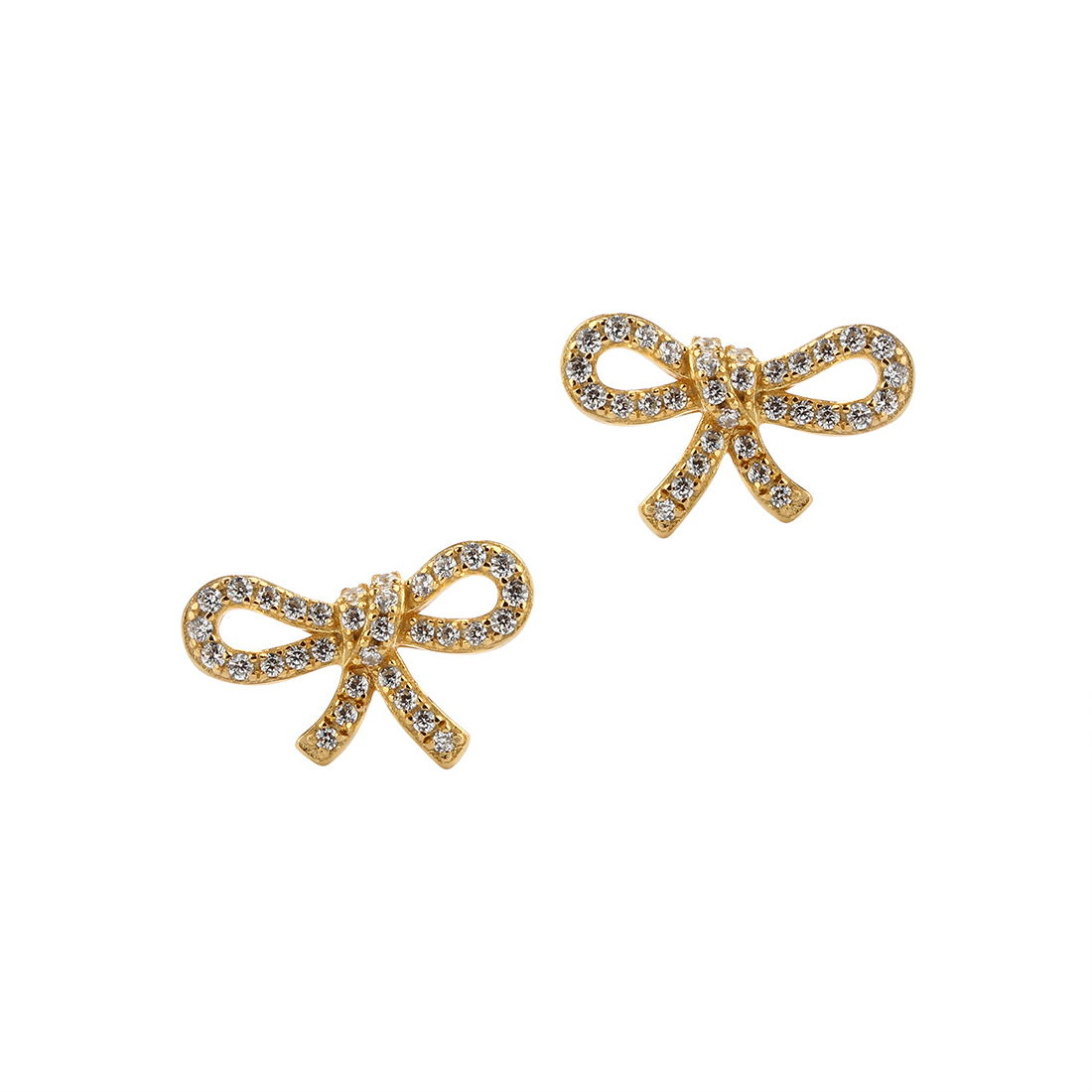 925 Sterling Silver CZ Bow Knot Earrings Studs