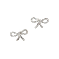 925 Sterling Silver CZ Bow Knot Earrings Studs