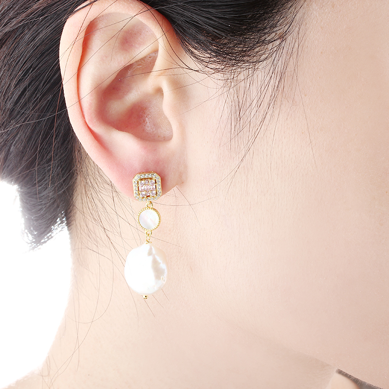 925 Sterling Silver Baroque Pearl Earrings Studs