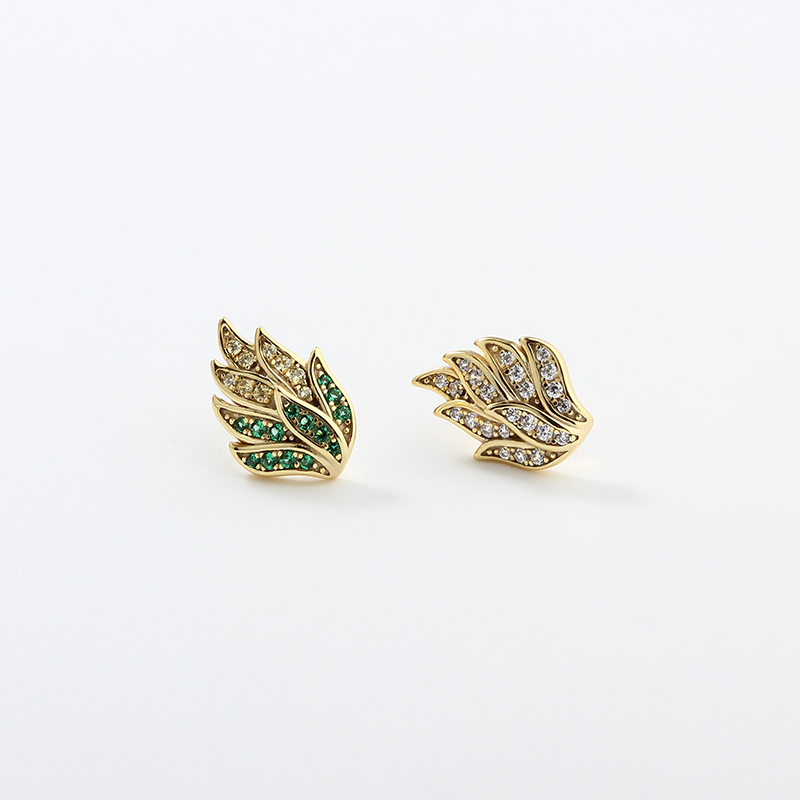 925 Sterling Silver Leaf Cluster Stud Earrings