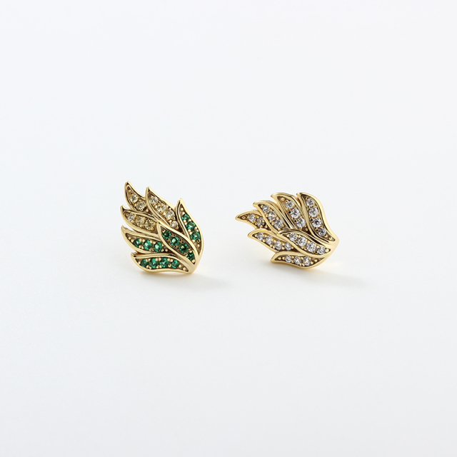 925 Sterling Silver Leaf Cluster Stud Earrings