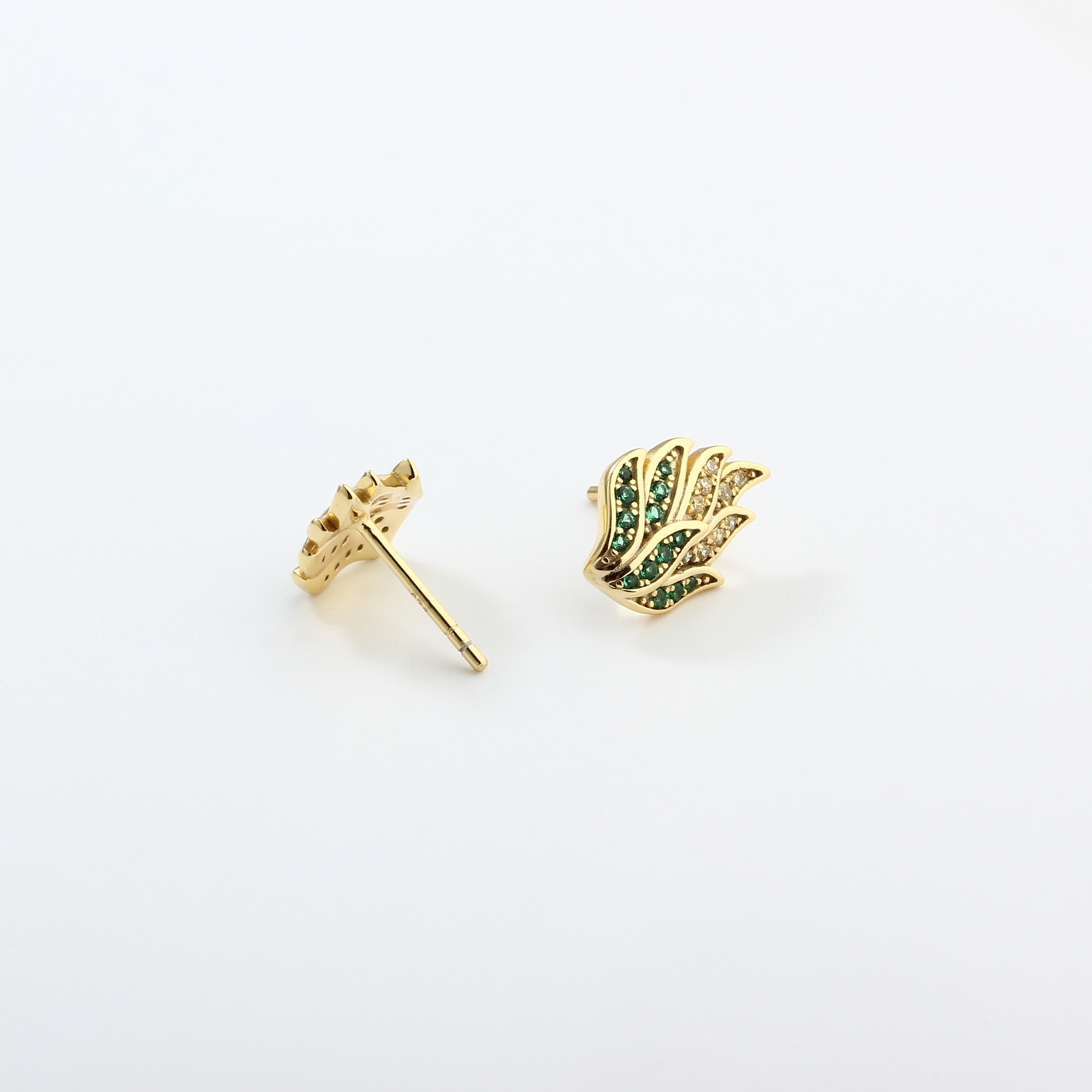 925 Sterling Silver Leaf Cluster Stud Earrings