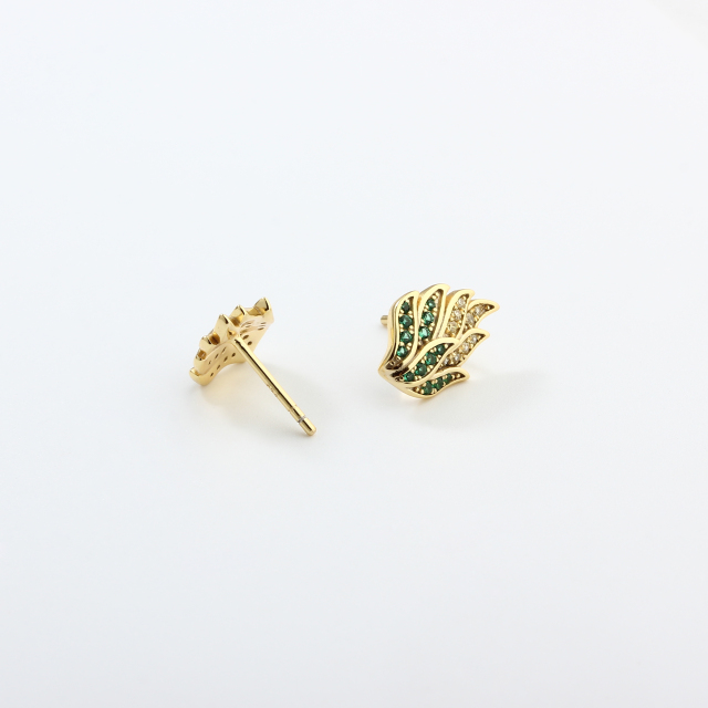 925 Sterling Silver Leaf Cluster Stud Earrings