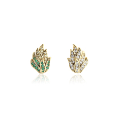 925 Sterling Silver Leaf Cluster Stud Earrings