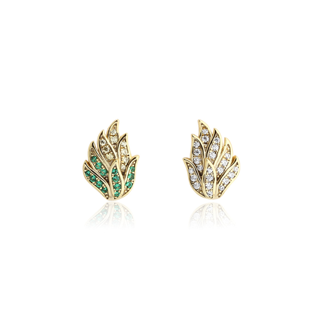 925 Sterling Silver Leaf Cluster Stud Earrings