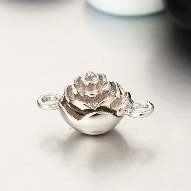 925 Sterling Silver Big Rose Magnetic Clasps