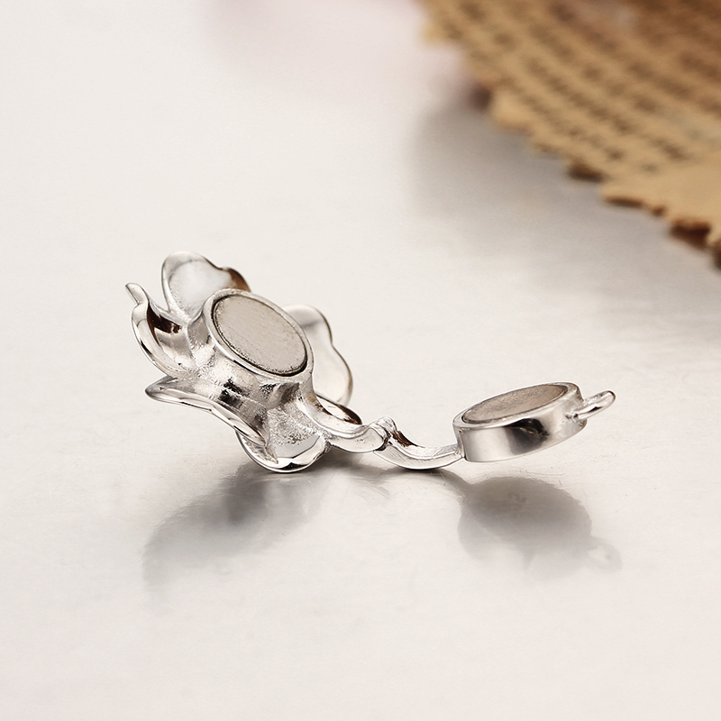 925 Sterling Silver Single Flower Magnetic Clasps