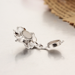 925 Sterling Silver Single Flower Magnetic Clasps