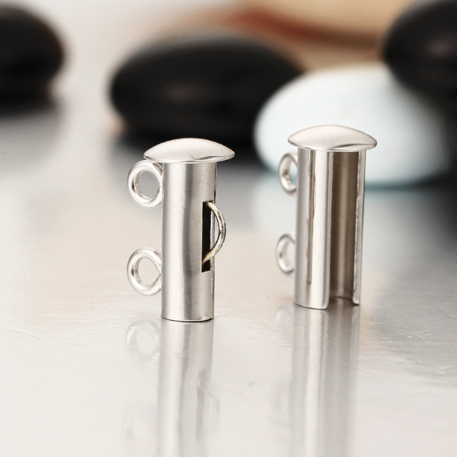 925 Sterling Silver Spring Tube Clasp-Two Rows
