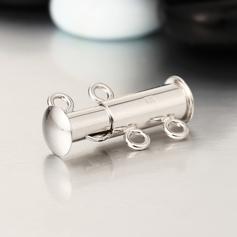 925 Sterling Silver Spring Tube Clasp-Two Rows