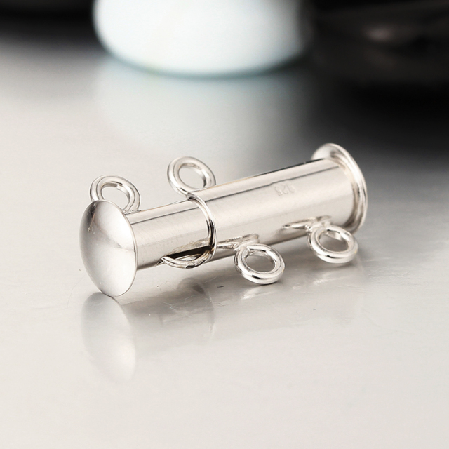 925 Sterling Silver Spring Tube Clasp-Two Rows