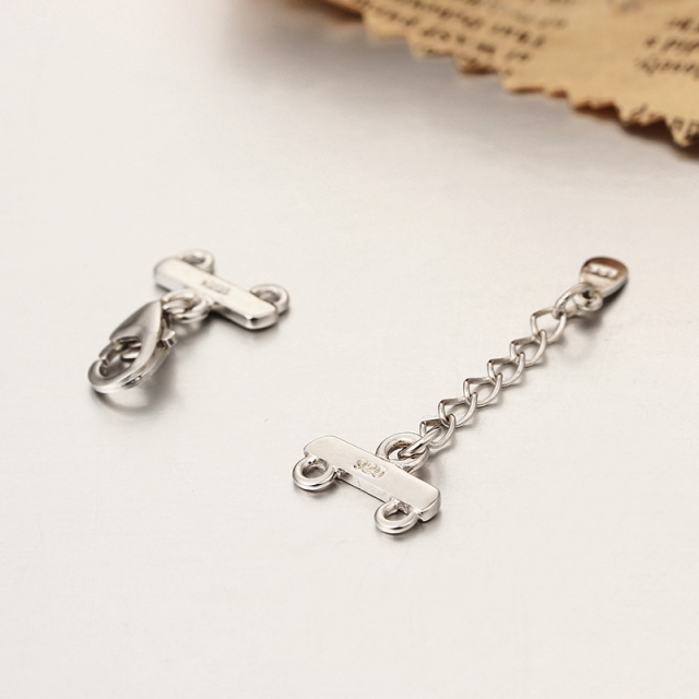 925 Sterling Silver Lobster Claw Clasp With Extender Chain