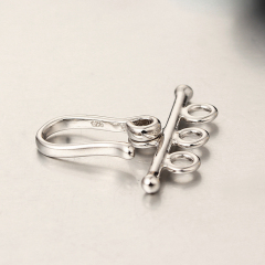 925 Sterling Silver Three Rows Bracelet Clasps