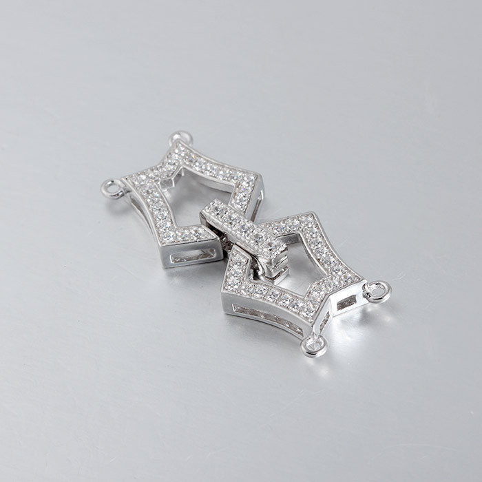 925 Sterling Silver CZ Pearl Clasp