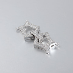 925 Sterling Silver CZ Pearl Clasp