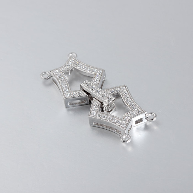 925 Sterling Silver CZ Pearl Clasp