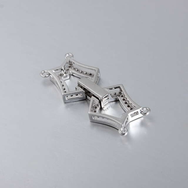 925 Sterling Silver CZ Pearl Clasp