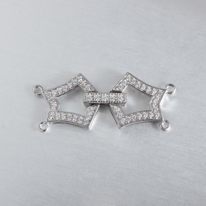 925 Sterling Silver CZ Pearl Clasp