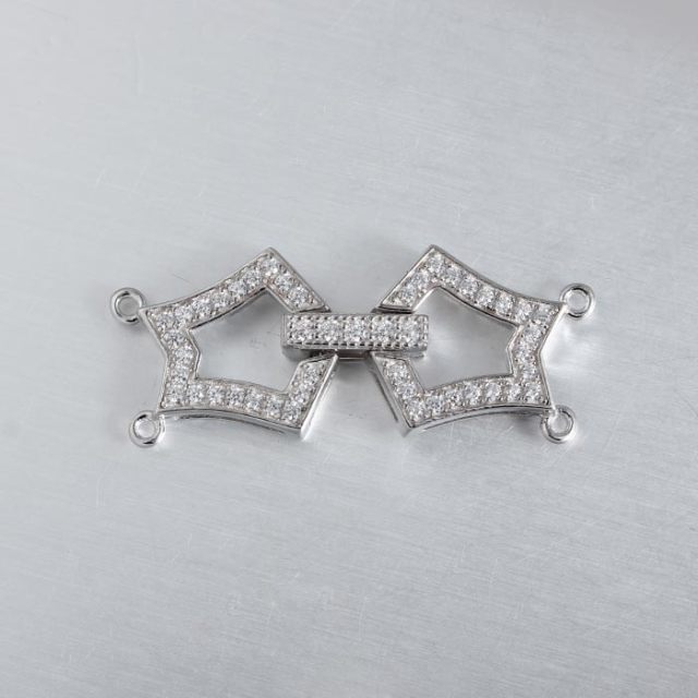 925 Sterling Silver CZ Pearl Clasp