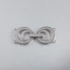 925 Sterling Silver CZ Round Pearl Clasp