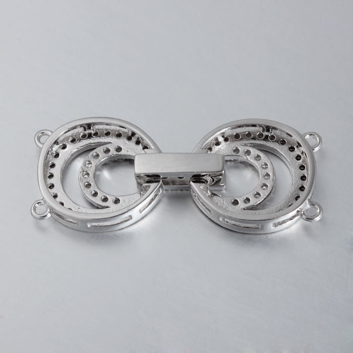 925 Sterling Silver CZ Round Pearl Clasp