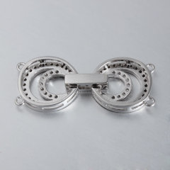 925 Sterling Silver CZ Round Pearl Clasp