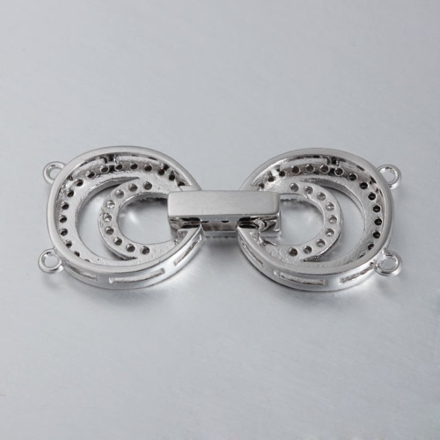 925 Sterling Silver CZ Round Pearl Clasp