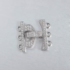925 Sterling Silver CZ Pearl Clasp For Three Layers