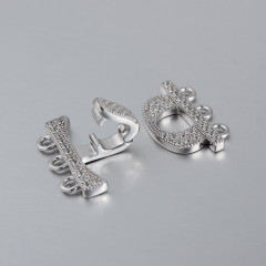 925 Sterling Silver CZ Pearl Clasp For Three Layers