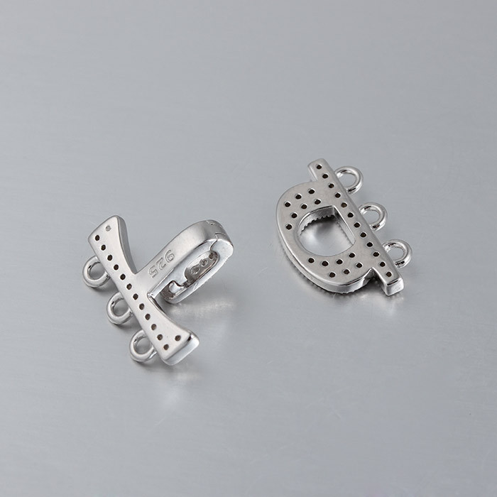 925 Sterling Silver CZ Pearl Clasp For Three Layers