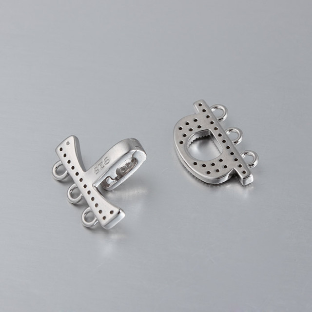925 Sterling Silver CZ Pearl Clasp For Three Layers