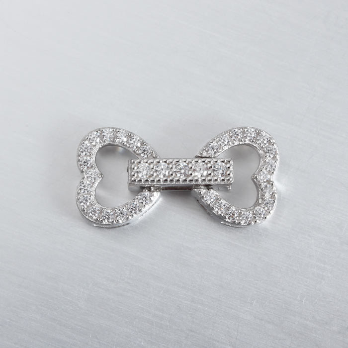 925 Sterling Silver CZ Heart Pearl Clasp