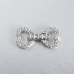 925 Sterling Silver CZ Heart Pearl Clasp